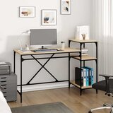  Radni stol s policama boja hrasta 135x50x90 cm drvo i željezo | shoptok.hr