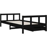  Okvir za dječji krevet s ladicama crni 90 x 190 cm od borovine | shoptok.hr