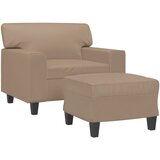  Fotelja s tabureom boja cappuccina 60 cm od umjetne kože | shoptok.hr
