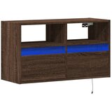  Zidni TV ormarić s LED svjetlima smeđa boja hrasta 80x31x45 cm | Eponuda.com