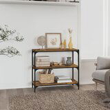 vidaXL Knjižna omara dimljen hrast 80x33x70,5 cm inž. les in jeklo | Shoptok.si