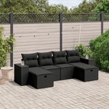 vidaXL 6-dijelni set vrtnih sofa s jastucima crni od poliratana | shoptok.hr