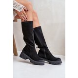 Zazoo Suede Knee High Warm Boots Black 70145 | shoptok.hr