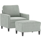  Fotelj s stolčkom za noge svetlo siv 60 cm žamet | Shoptok.si