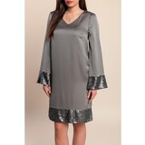 Fenzy Haljina Dugih Rukava Sa Šljokicama, Siva | shoptok.hr