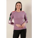 By Saygı The sleeves are diamond-patterned Front Short Back Long Plus Size Acrylic Sweater Lilac. Cene