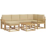  Set vanjskih sofa 7 kom. Bijela i bež Čvrsto drvo akacije | shoptok.hr
