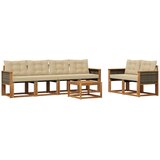 vidaXL Zunanja garnitura za sedenje z blazino 7 pcs Naravna in bež, (5000271302) | Shoptok.si