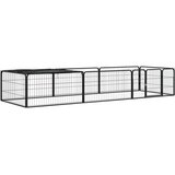  Pasja ograda z 8 paneli črna 100x50 cm prašno barvano jeklo | Shoptok.si
