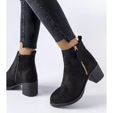 Gemre Ivano insulated black ankle boots on a low block heel eco-suede | shoptok.hr