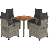  The Living Store Vrtna jedilna garnitura 5-delna z blazinami siv poli ratan - Vrtna Jedilna Garnitura, (21459999) | Shoptok.si