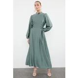 Trendyol Mint Waist Briti Satin Evening Dress
