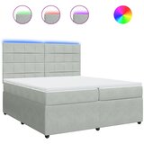  Krevet s oprugama i madracem svjetlosivi 200x200 cm baršunasti | shoptok.hr