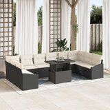 vidaXL 11-dijelni vrtni sofa set s jastučićima crnog poliratana Cijene