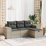 vidaXL 4-dijelni set vrtnih sofa s jastucima svijetlosivi poliratan | shoptok.hr
