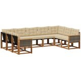 vidaXL Zunanja garnitura za sedenje z blazino 9 pcs Naravna in bež, (5000280377) | Shoptok.si