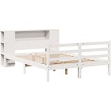  Krevet s regalom z knjige bez madraca bijeli 160x200cm borovina | shoptok.hr