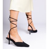 D/CEO marka niezdefiniowana Black fabric pumps on a heel with an open heel Palman | ePonuda.com