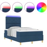 vidaXL LED Box Spring Krevet s madracem Plava 120 x 190 cm tkanina Cijene