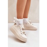 PE1 Women's Sneakers With Ribbons Beige Grelesi | Shoptok.si