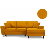 Kooko Home narančasta kutna sofa od samta Jazz, desni kut