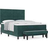 Box Postelja z vzmetnico Temno zelena 160 x 200 cm Žamet, (5000142084) | Shoptok.si