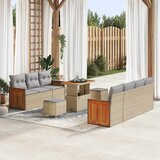 vidaXL 10-delni set vrtnih sof z blazinami bež poly rattan akacija | Shoptok.si