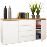 CARRYHOME KOMODA, hrast artisan, bela, visoki sijaj | Shoptok.si