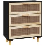  Komoda crna 60 x 30 x 70 cm masivna borovina i prirodni ratan | Eponuda.com