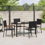 vidaXL 5-delni vrtni jedilni set črn poli ratan | Shoptok.si