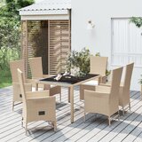 The Living Store Vrtna jedilna garnitura 7-delna z blazinami bež poli ratan - Vrtna Jedilna Garnitura, (21476346) | Shoptok.si