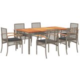  7-dijelni vrtni blagovaonski set sivi od poliratana Siva 180 cm table length | shoptok.hr