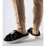 Gemre Black warm slippers with ears and a bow Gilda | shoptok.hr