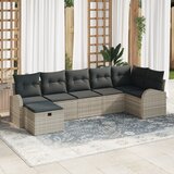 vidaXL 7-delni vrtni set kavčev z blazinami Svetlo siva Poli ratan | Shoptok.si