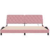  Okvir kreveta s LED-om bez madraca ružičasti 200 x 200 cm baršunasti | Eponuda.com