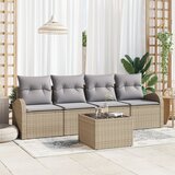 vidaXL set vrtnih sofa od 5 dijelova s jastucima Bež Poly Ratan Cijene