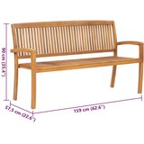  Složiva vrtna klupa s jastukom 159 cm od masovne tikovine | shoptok.hr