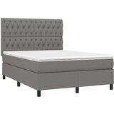  Box spring postelja z vzmetnico LED temno siva 140x200 cm blago, (20724044) | Shoptok.si