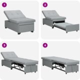 vidaXL 3-u-1 Kauč na razvlačenje - Svjetlosiva tkanina | shoptok.hr