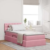  Postelja s shranjevanjem z vzmetnico Roza 100 x 200 cm Žamet, (5000100616) | Shoptok.si