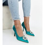 Gemre Green satin-finish stilettos with rhinestones Susegana | ePonuda.com