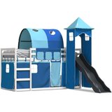 vidaXL krevet na kat s toboganom i zavjesama plavi 90 x 200 cm | shoptok.hr