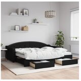 vidaXL Dnevni krevet na razvlačenje s ladicama crni 90x200 cm tkanina | shoptok.hr