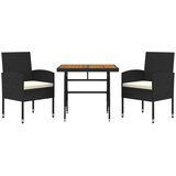  3-dijelni vanjski blagovaonski set od poliratana crni | shoptok.hr