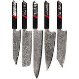  Set damašćanskih kuhinjskih noževa ZA-37462 - Set 5 kom / Crna / Crvena KP37462 | Shoptok.si