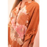 Kesi Włoski Women's cotton blouse with floral pattern and buttons, ginger | Shoptok.si
