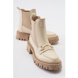 LuviShoes Women's VESPER Beige Buckled Chelsea Boots | shoptok.hr