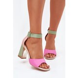 EVENTO Elegant Women's Heeled Sandals Pink-Green Rosazara | shoptok.hr