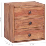 vidaXL Noćni ormarić s 3 ladice 35x25x35 cm masivno drvo mahagonija | shoptok.hr