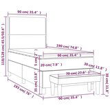 Box spring krevet s madracem tamnosivi 90x190 cm baršunasti | shoptok.hr